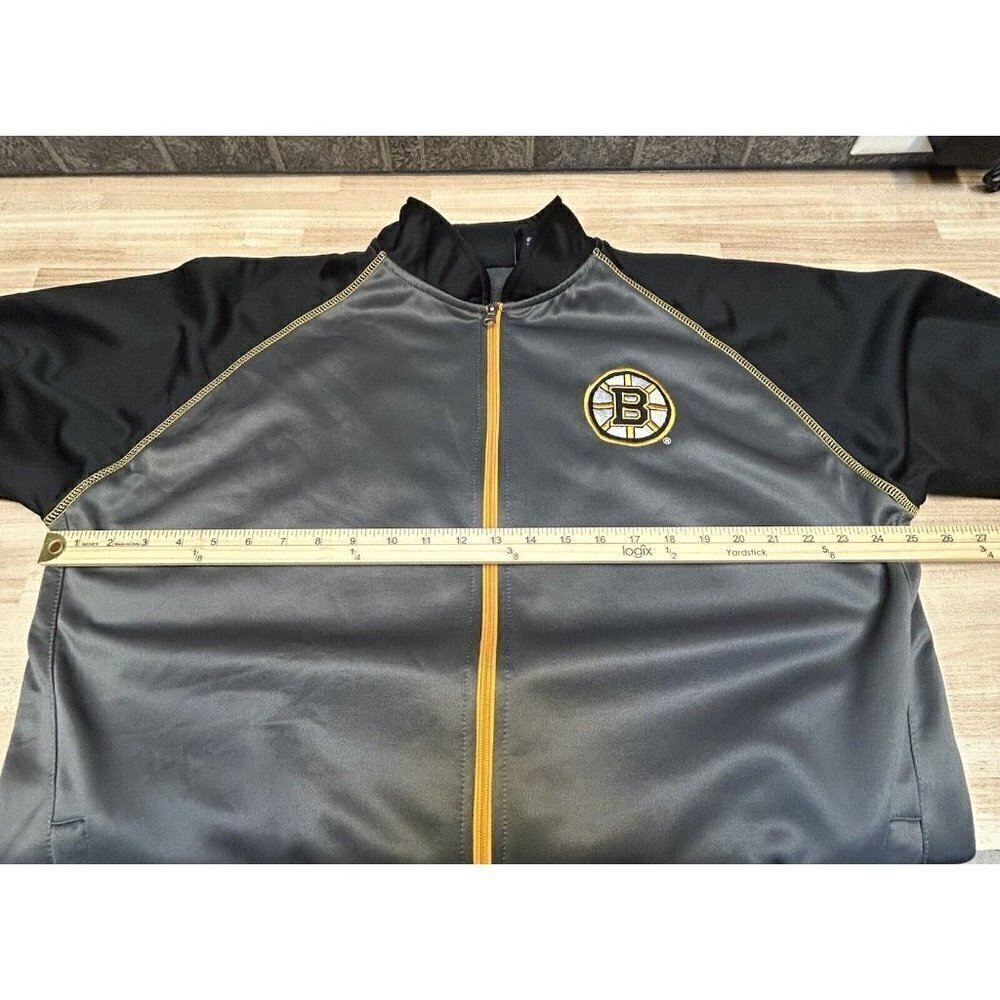 Boston Bruins Jacket Mens XLT Tall Black Yellow Spellout Long Sleeve Zip Front - Picture 8 of 13